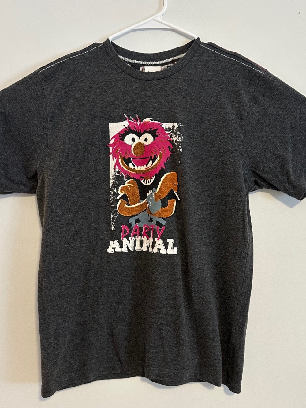 Sesame Street Party Animal Graphic Print T-Shirt Medium Gray Y2K Short Sleeve